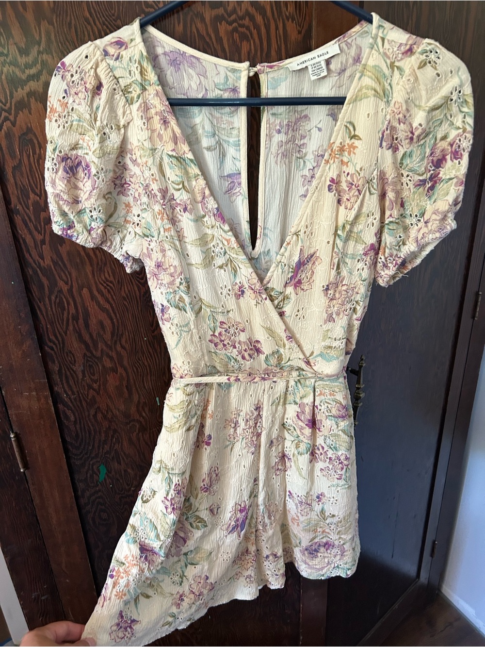 American Eagle Floral Wrap Romper